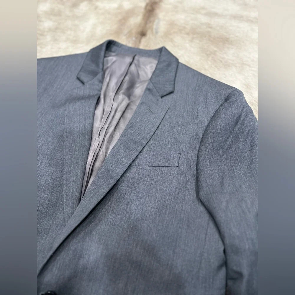 The Blk Tux 38R Tollegno 1900 Gray Suit Jacket Blazer 100% Merino Wool Italy